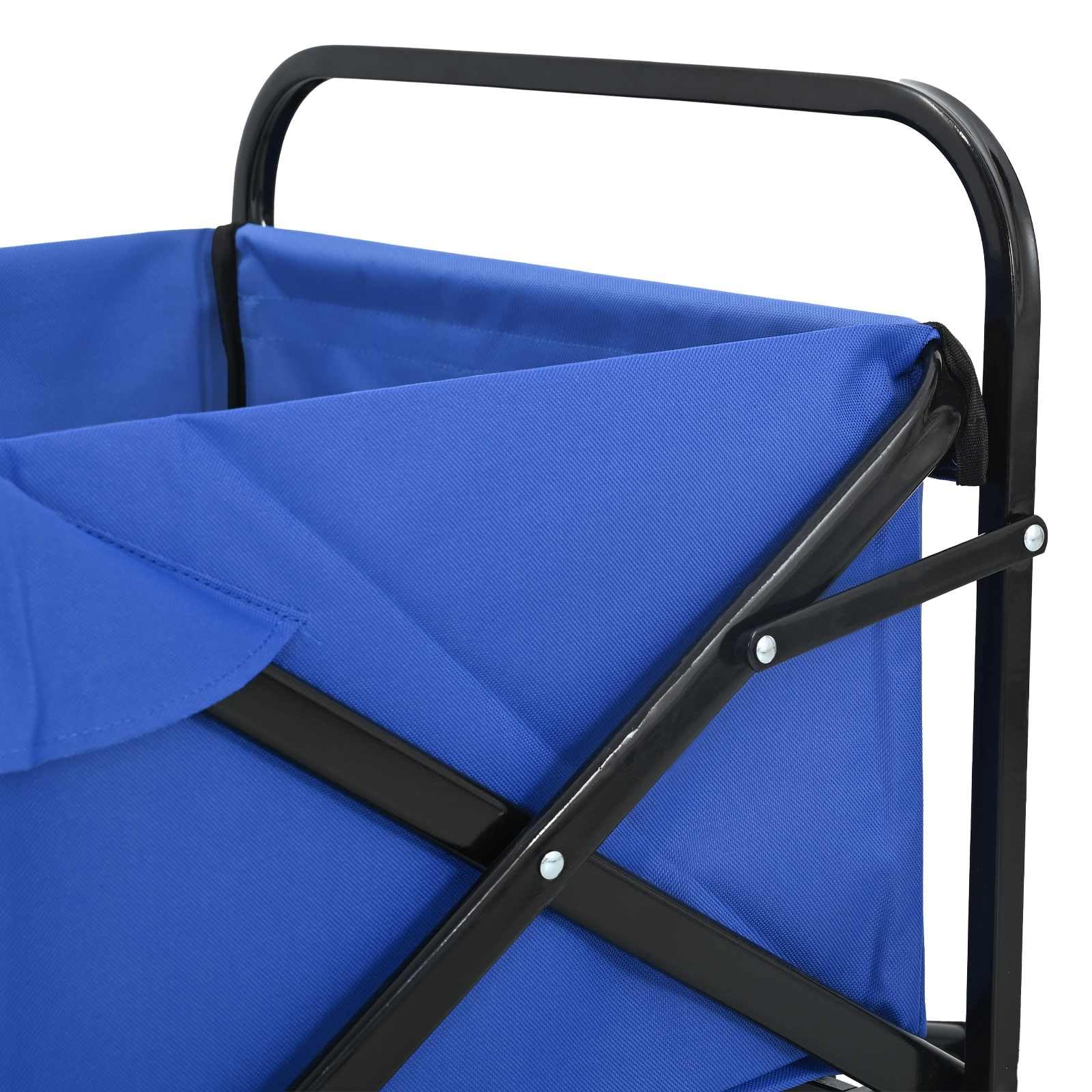 Faltbarer Transportwagen Blau 89x63x96 cm aus Stahl und Polyester Oxford mit 360° schwenkbaren Rädern, verstellbarem Lenker, wasserabweisendem Stoff, ideal für Umzüge, Garten