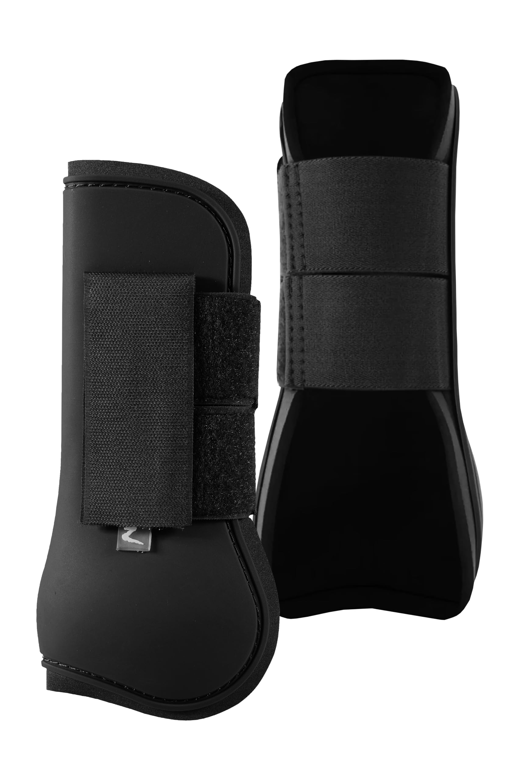 HORZE Chicago Protective Horse Tendon Boots - Lightweight Open Front Boots for Jumping, Trail Riding, and Turnout (Pair) - Black - Warmblood