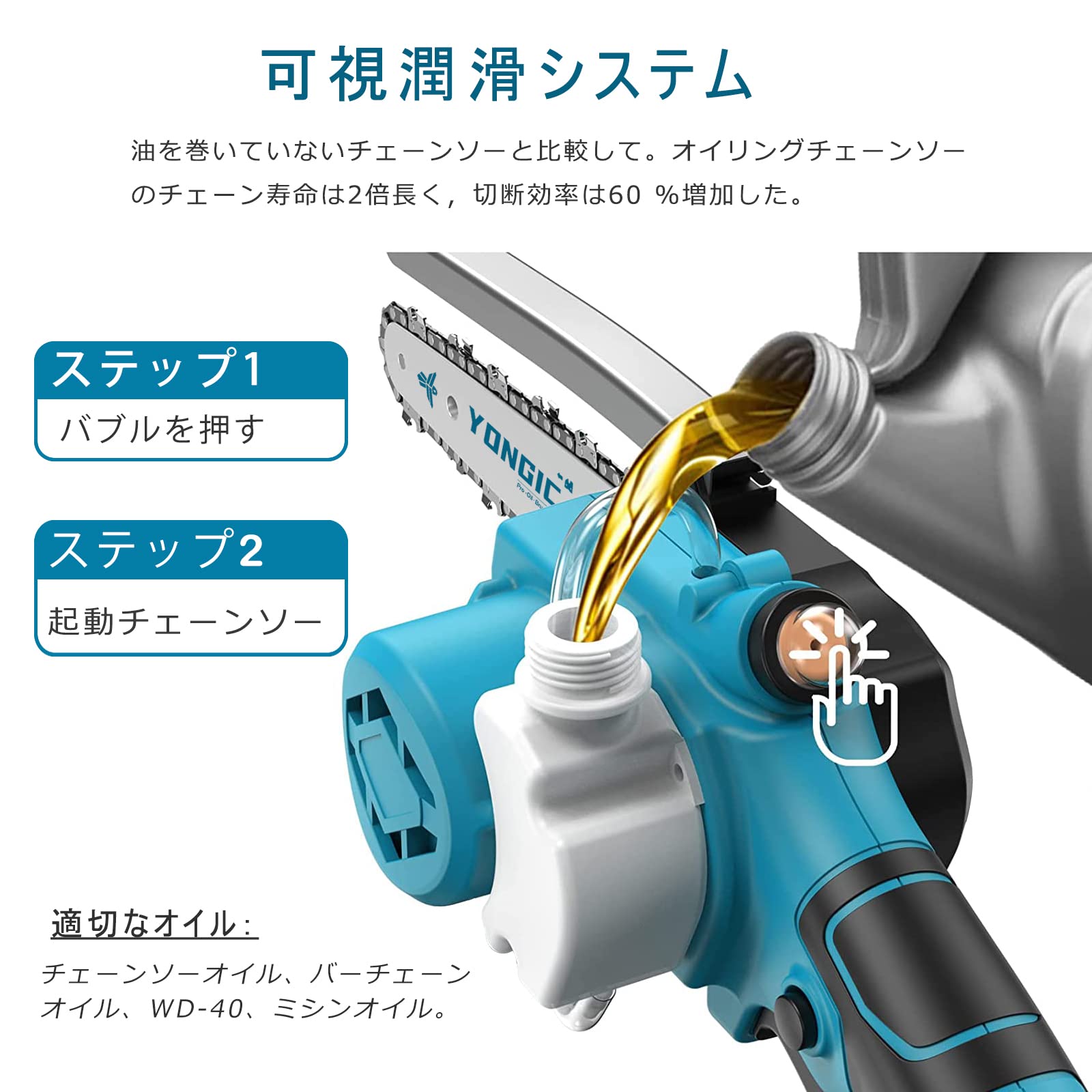 Amazon | チェーンソー 充電式 ブラシレスチェンソー YONGIC プロの 