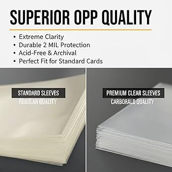 Amazon.com: Cardboard Gold Super Premium Card Sleeves - Penny Sleeves for  Trading Cards - Ultra Clear OPP 2 mil - 2 5/8