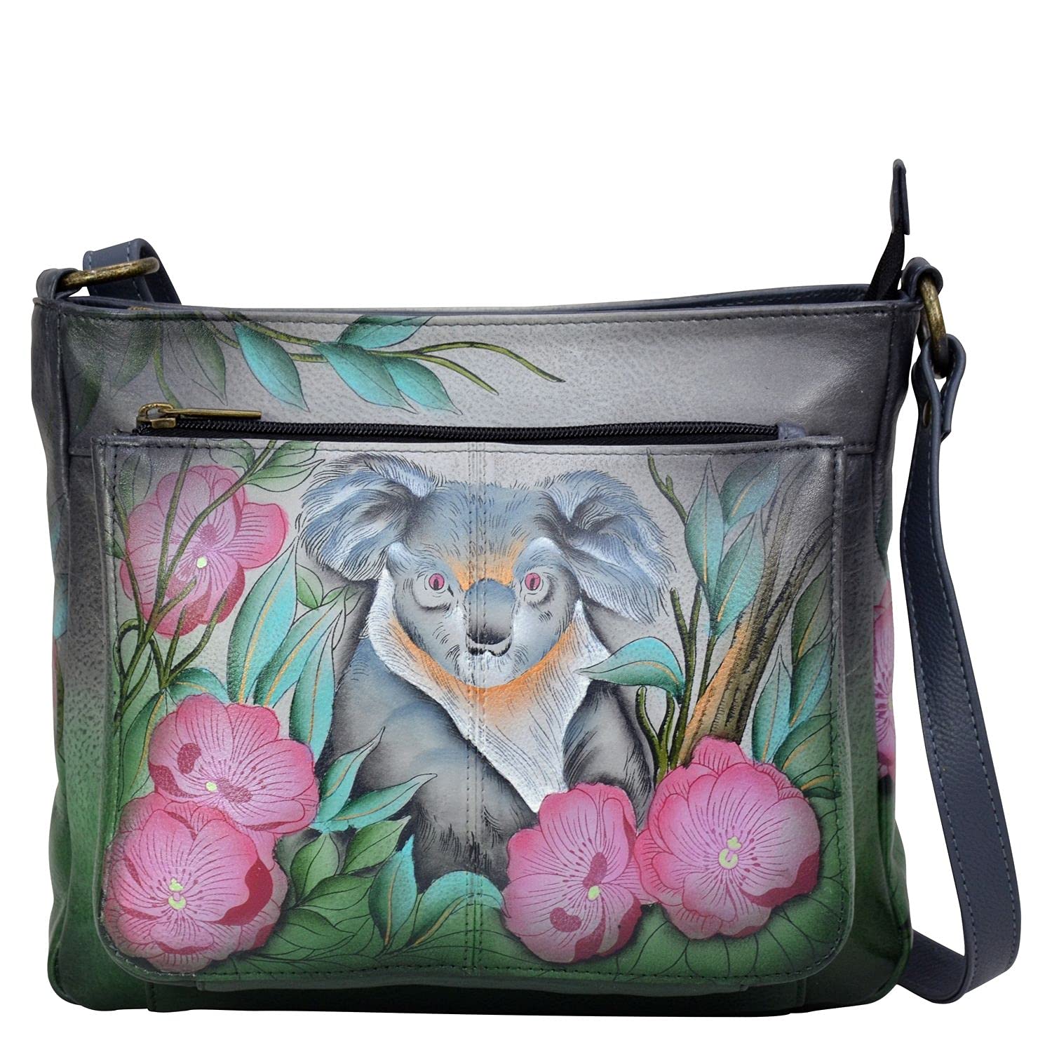 Anna by Anuschka Hand Painted Women’s Genuine Leather Medium Crossbody Handbag,