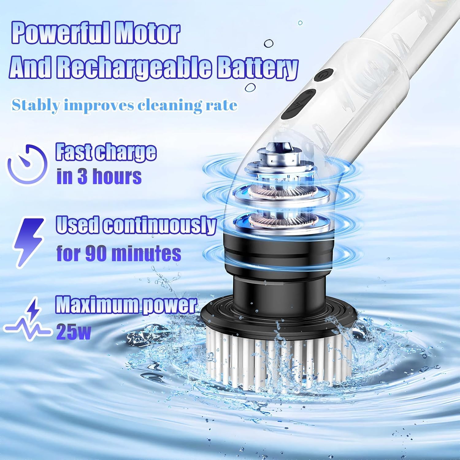 Journeyside Brosse Nettoyage Electrique 9Têtes sans Fil pour Nettoyer Bains | Electrique Nettoyage Rotative Tête de Brosse Remplaçable,Brosse Rotative Salle de Bain pour Pneus et Cuisine Bains