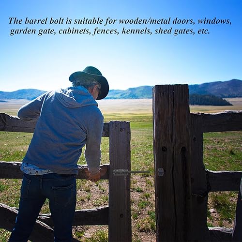 Miniatura 7 de Pestillo de puerta de acero inoxidable 304 engrosado, cerradura de cerrojo de puerta de granero resistente, pestillo de puerta de seguridad negro