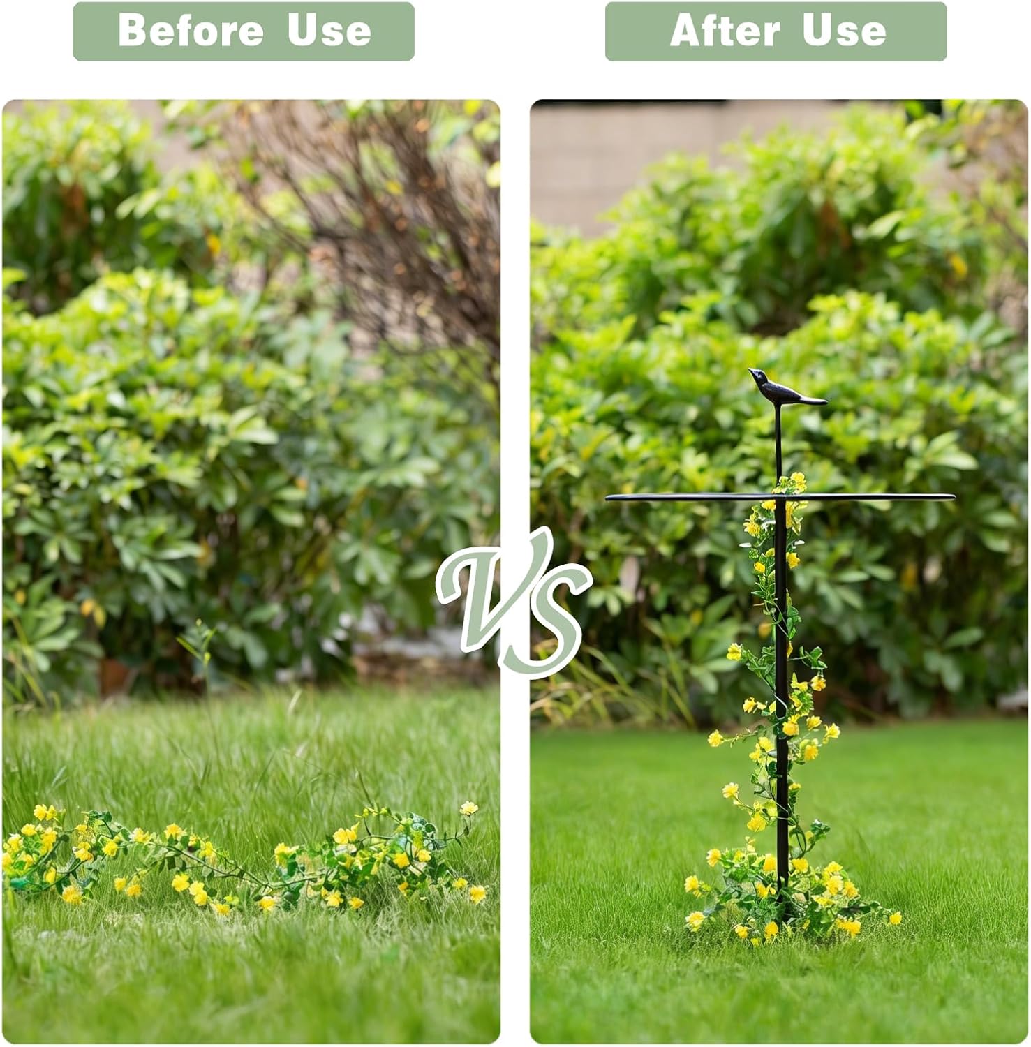 32 Inch Metal Trellis for Climbing Plants Outdoor - Rust-Resistant Plant Support Garden Stakes with Decorative Bird for Peony Cages, Flower Climbers, and Outdoor Plants