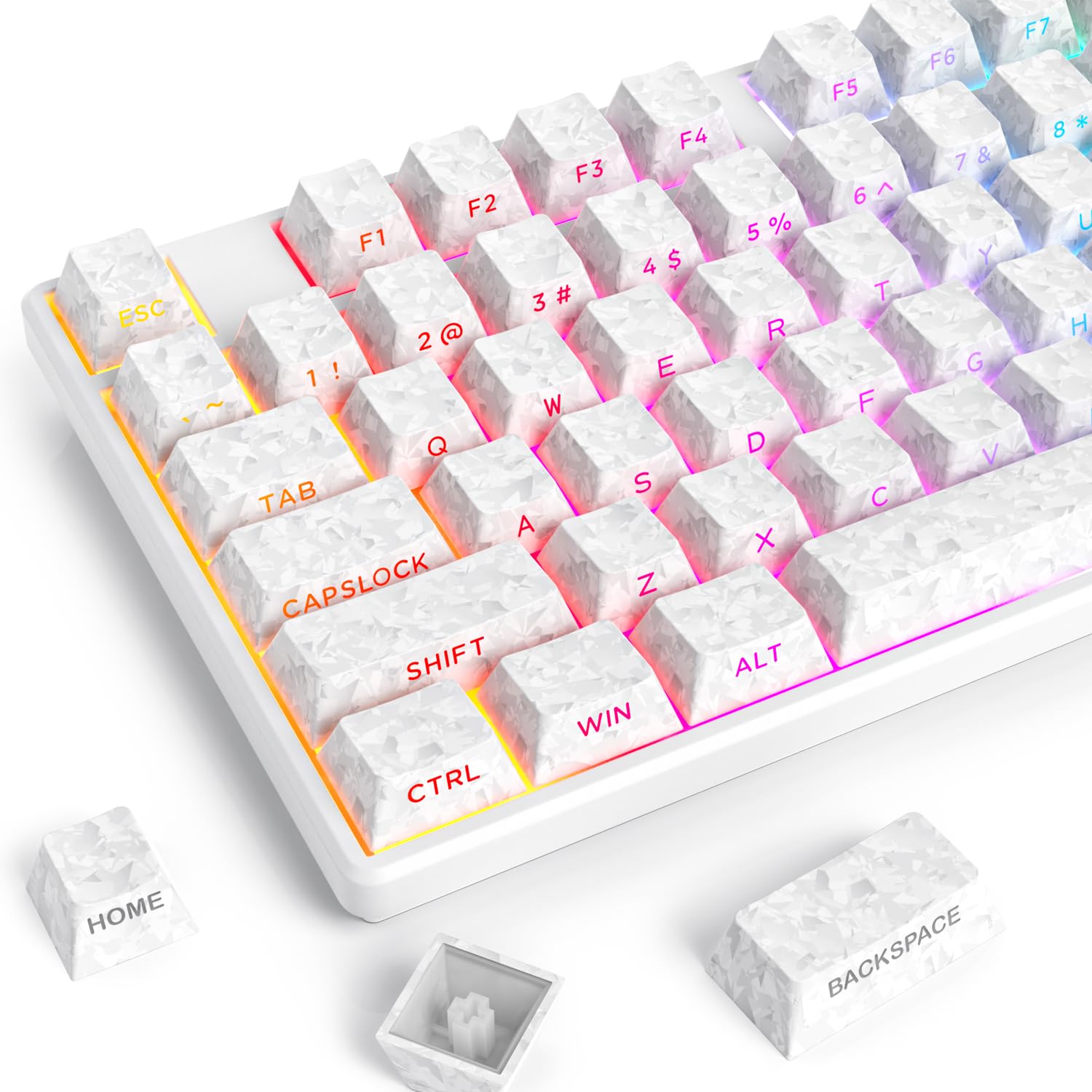 Fogruaden PBT Keycaps Set, Cherry Profile Custom Keycap for Mechanical Keyboard Keycaps(CarbonWhite)