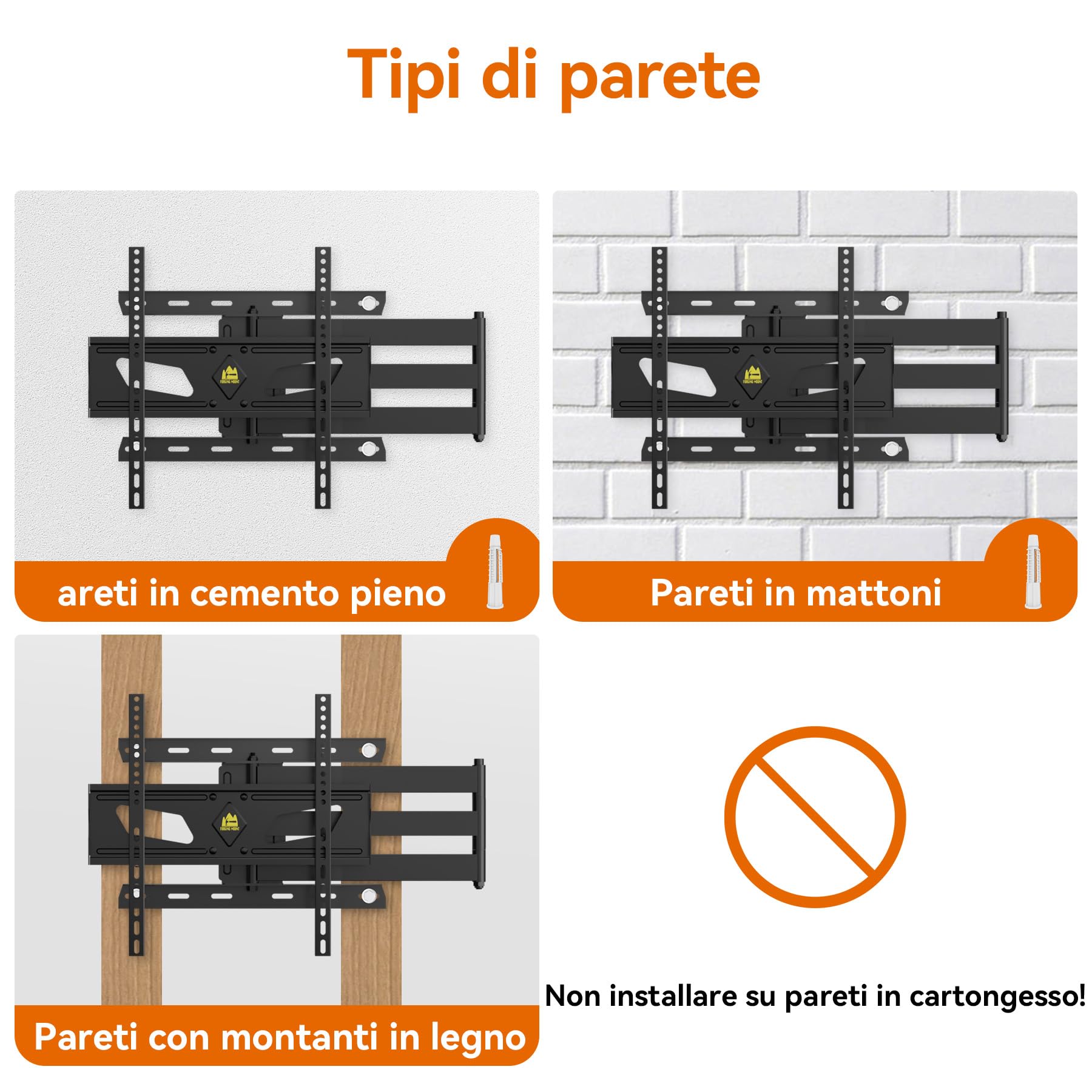 Supporto da parete per TV orientabile a 90 gradi, per TV da 32-65", 910 mm, braccio extra lungo da parete, allungabile, supporto da parete per 45 kg, max. VESA 400 x 400 mm