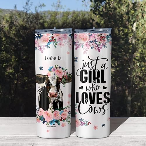 Miniatura 4 de winorax Vaso de vaca personalizado de 20 onzas, vaso delgado de acero inoxidable de 20 onzas con tapa, taza de café, cumpleaños, Navidad, regalo