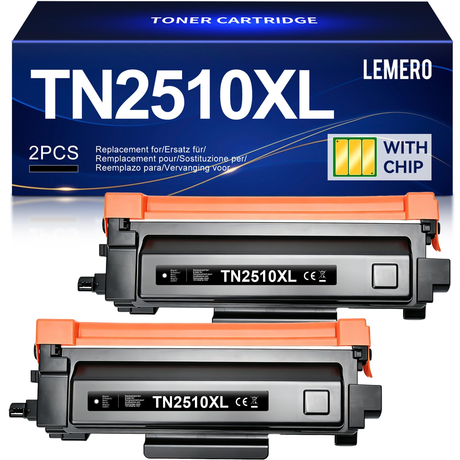 LEMERO TN2510XL Toner Compatible avec Brother MFC-l2827dw MFC-l2800dw MFC-l2827dw hl-l2400dw mfc-l2835dw hl-l2400dwe mfc-l2860dwe dcp-l2660dw hl-l2445dw pour 2510 Toner (Lot de 2)