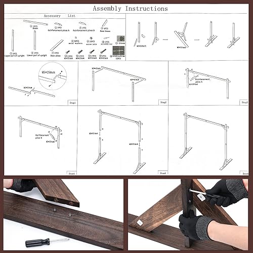 Miniatura 3 de Arco de boda de madera, arco de madera cuadrado grande de 7.5 pies para exteriores, arco de boda rústico para ceremonia, playa, césped, jardín,