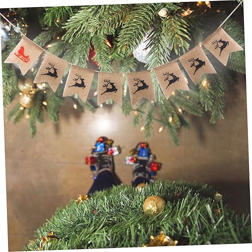 Miniatura 8 de jojofuny Christmas Decorations 3pcs Xmas Pattern Banner Guirnaldas para Xmas Bunting Flag Garlands for Decor Burlap Latte Art Christmas Christmas