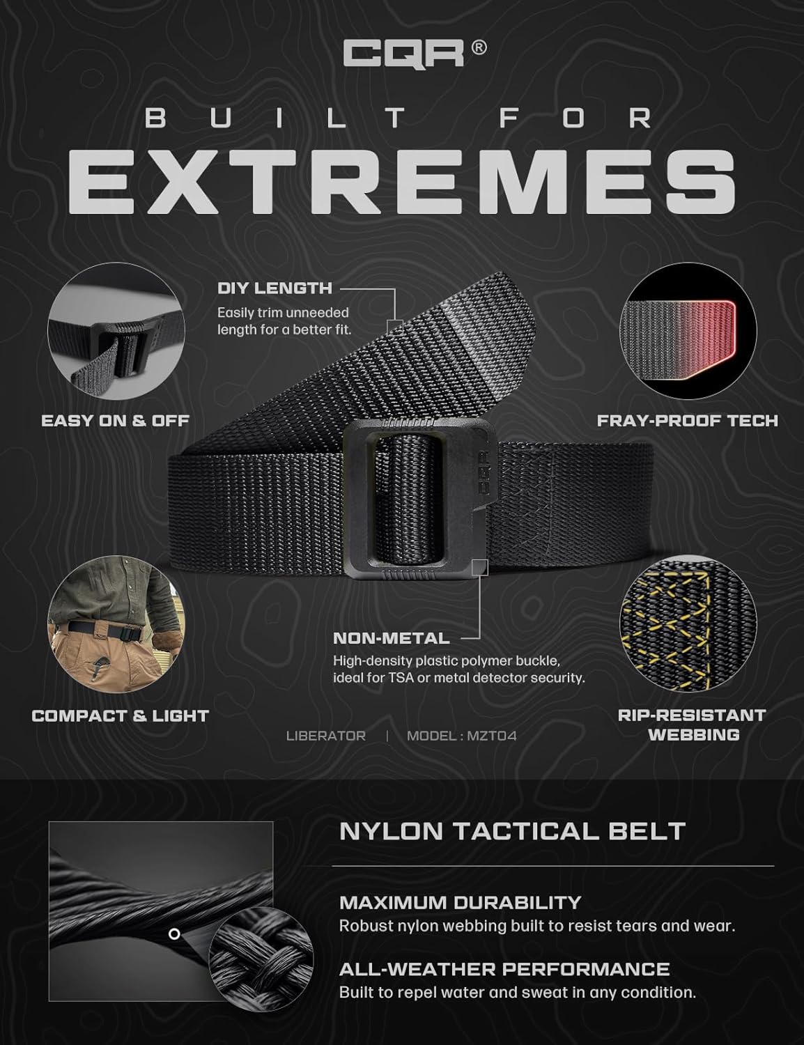 CQR Tactical Belt, Military Style Heavy Duty Belt, Webbing EDC Quick-Release Buckle - Image 6