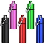 Small Pill Box,(5 Pack) Keychain Pill Holder Portable Mini Travel Pill Container Metal Case Bottle with Keyring