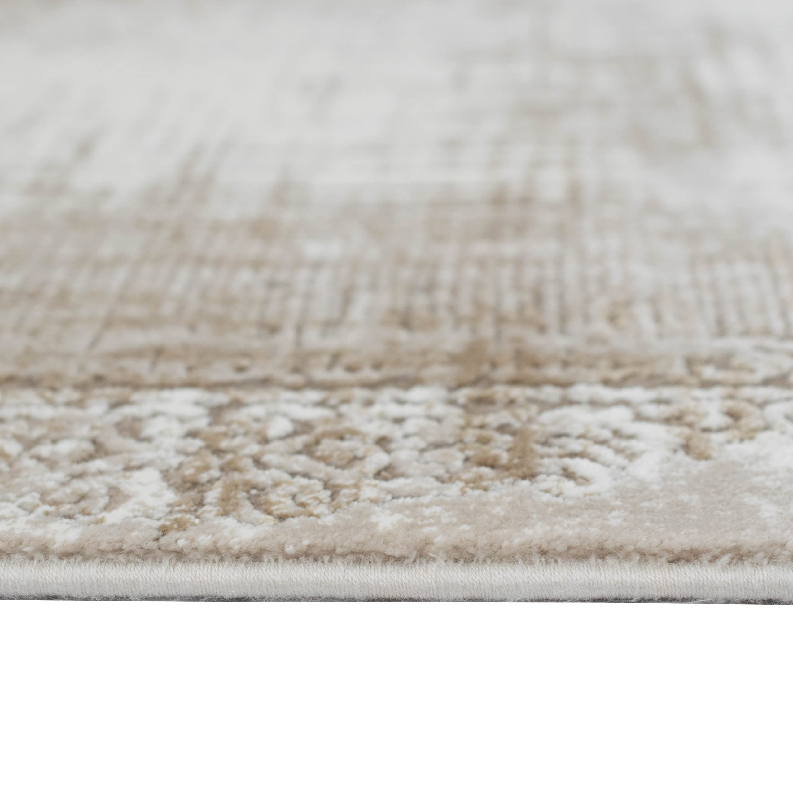 Teppich-Traum FLURLÄUFER Wollteppich mit Verzierungen & Ornamenten | gefranst | abstrakt in braun Größe 80x150 cm