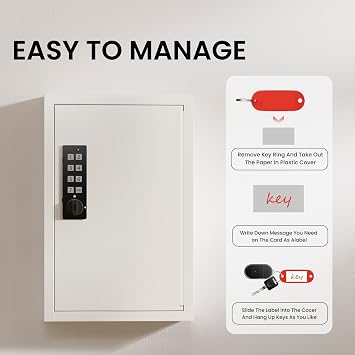 Grimtron Electronic 40 Key Safe Wall Mounted, Beige Key Lock Box With Code