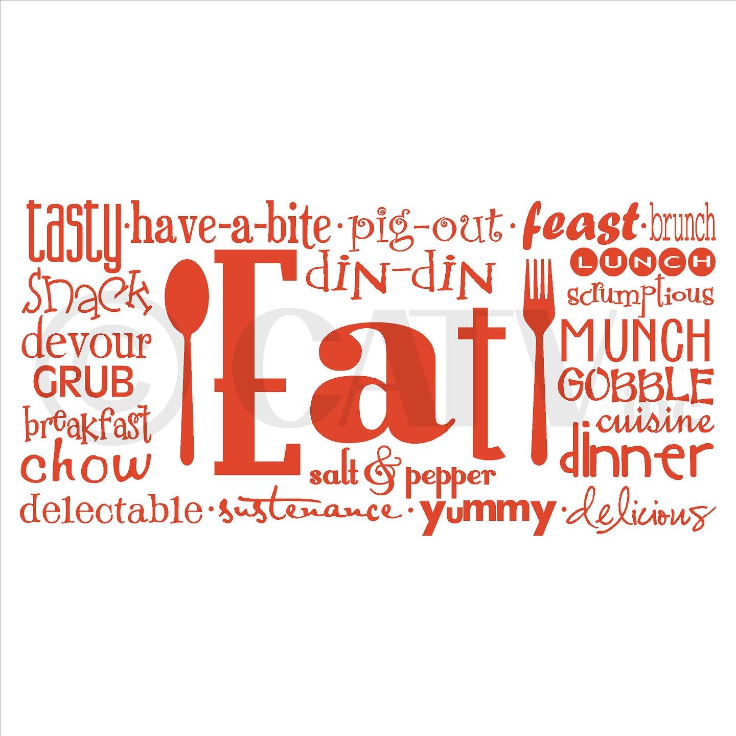 Eat Phrases Vinyl Lettering Wall Decal Sticker (16x35, Red)