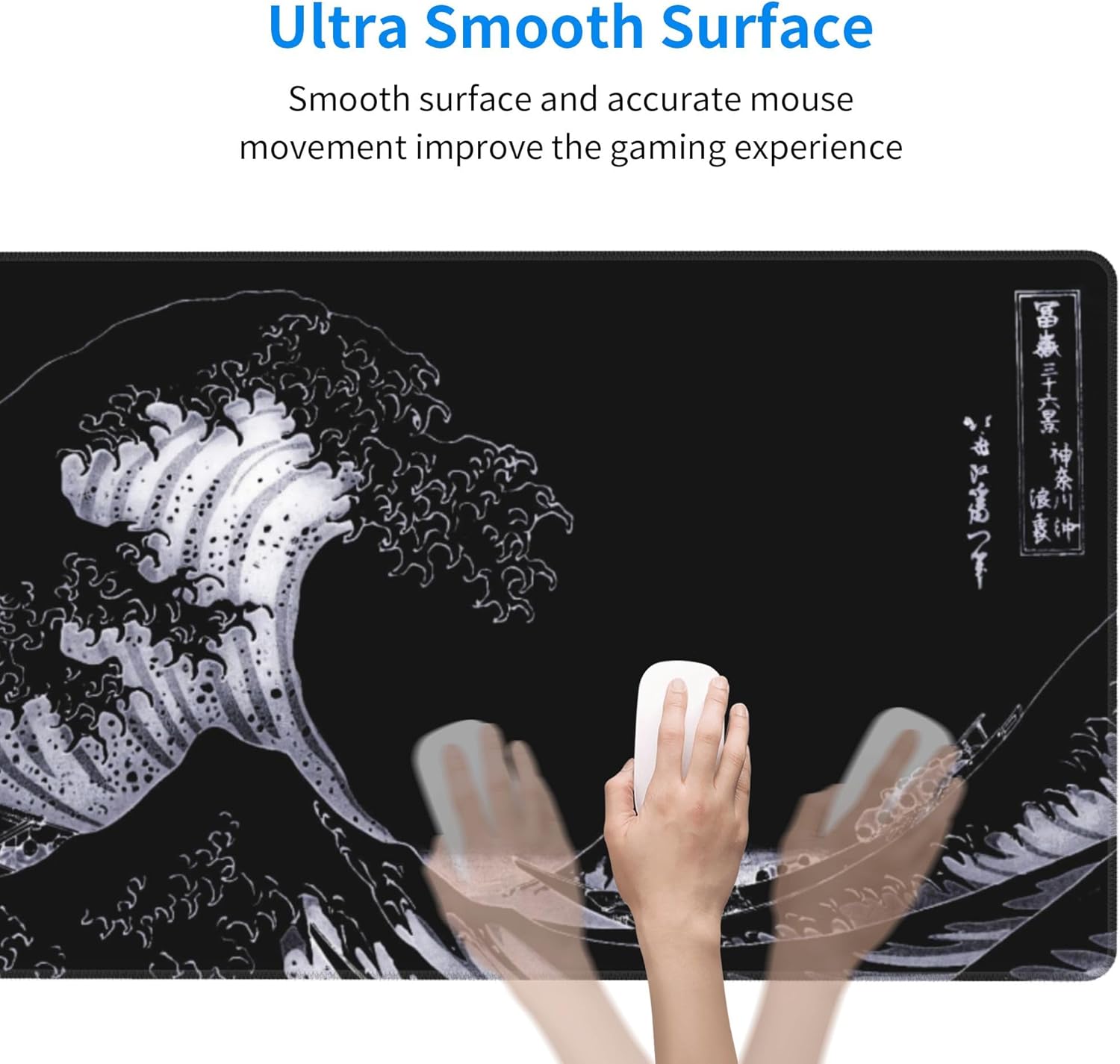 Large Mouse Pad Dark Great Wave Anime Mouse Pad Large Gaming Mousepad Galaxy Print Desk Mat with Non-Slip Rubber Base Smooth Surface Stitched Edges for PC Gamer Office 29.5x15.7in - Image 4