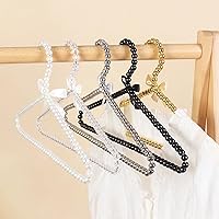 Vista 4 de Juego de 6 perchas de perlas para colgar ropa para bodas, damas de honor, para vestidos de boda, perchas estándar de perlas (negro, 6)