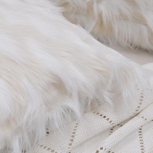 Miniatura 6 de BYTIDE Juego de 2 fundas de almohada cuadradas decorativas de piel sintética esponjosa de 20 x 20 pulgadas, funda de cojín rectangular de felpa