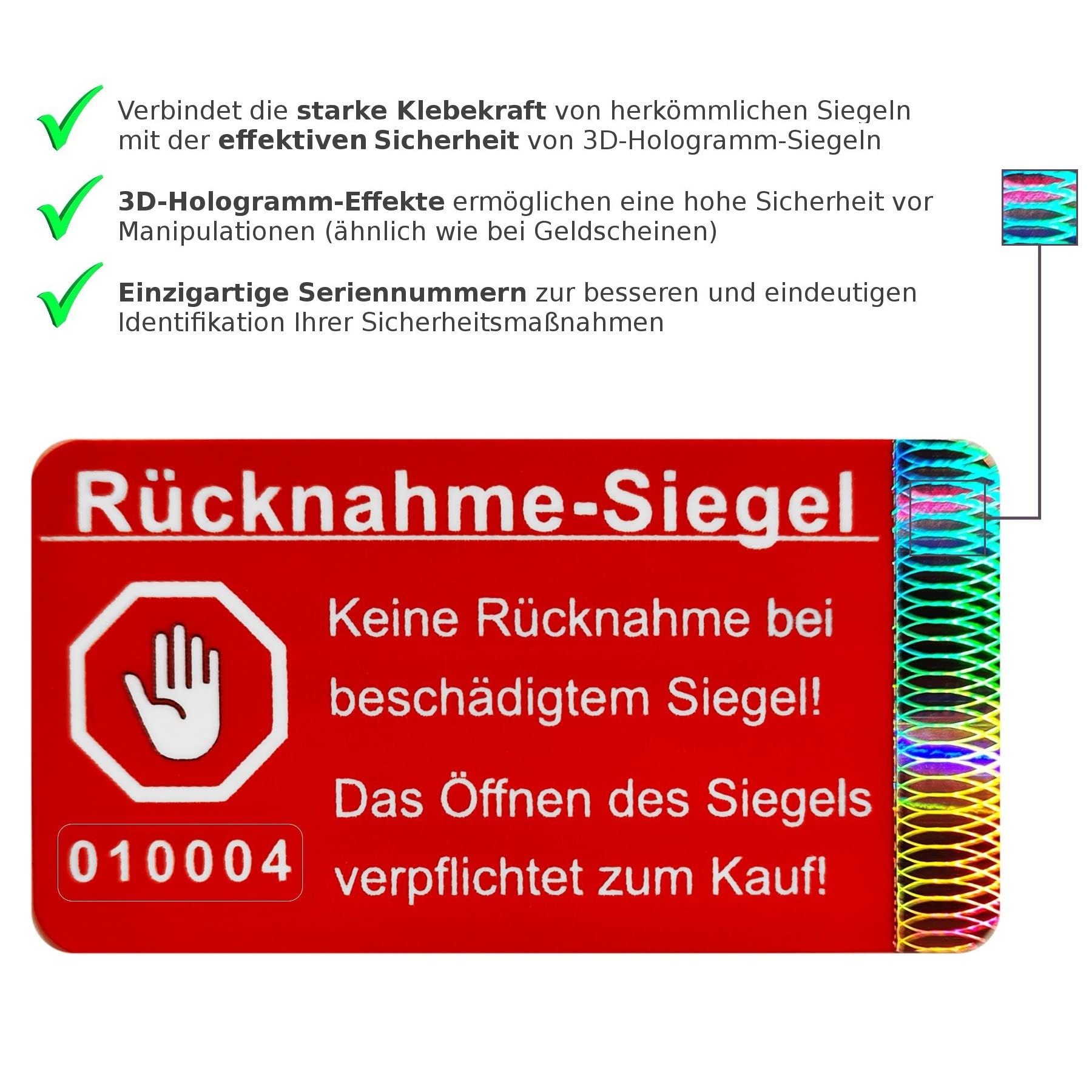 1200 pezzi – Sigilli di ritiro 48 x 25 mm rosso – Sigillo di sicurezza, sigillo di qualità, etichette di sicurezza, etichette autoadesive, etichette per sigilli