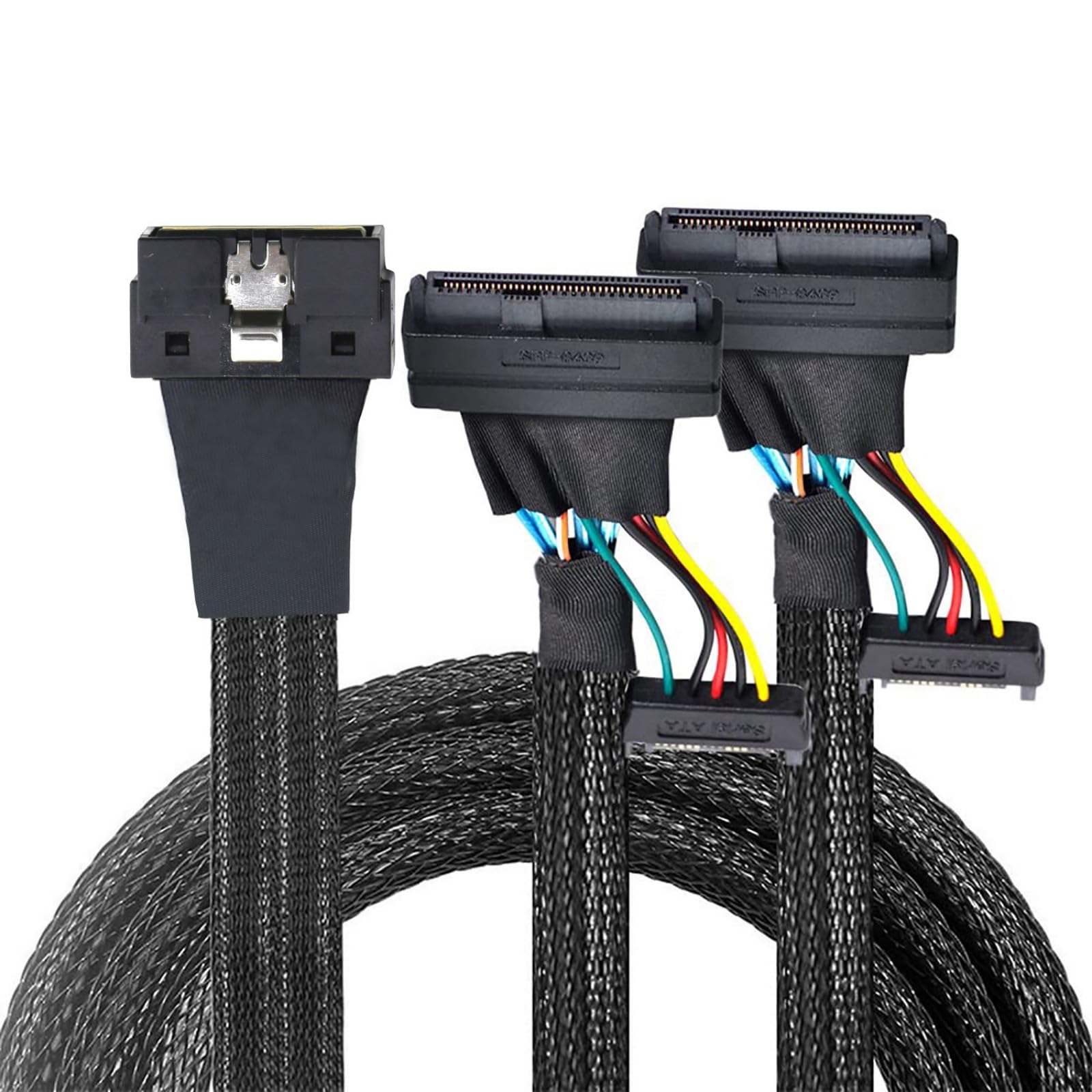 XAGMODSHN SFF 8654 8I to 2X SFF 8639 Adapter with 15P SATAs Power NVME PCIe HDDs Cable for Stable Data Transfer