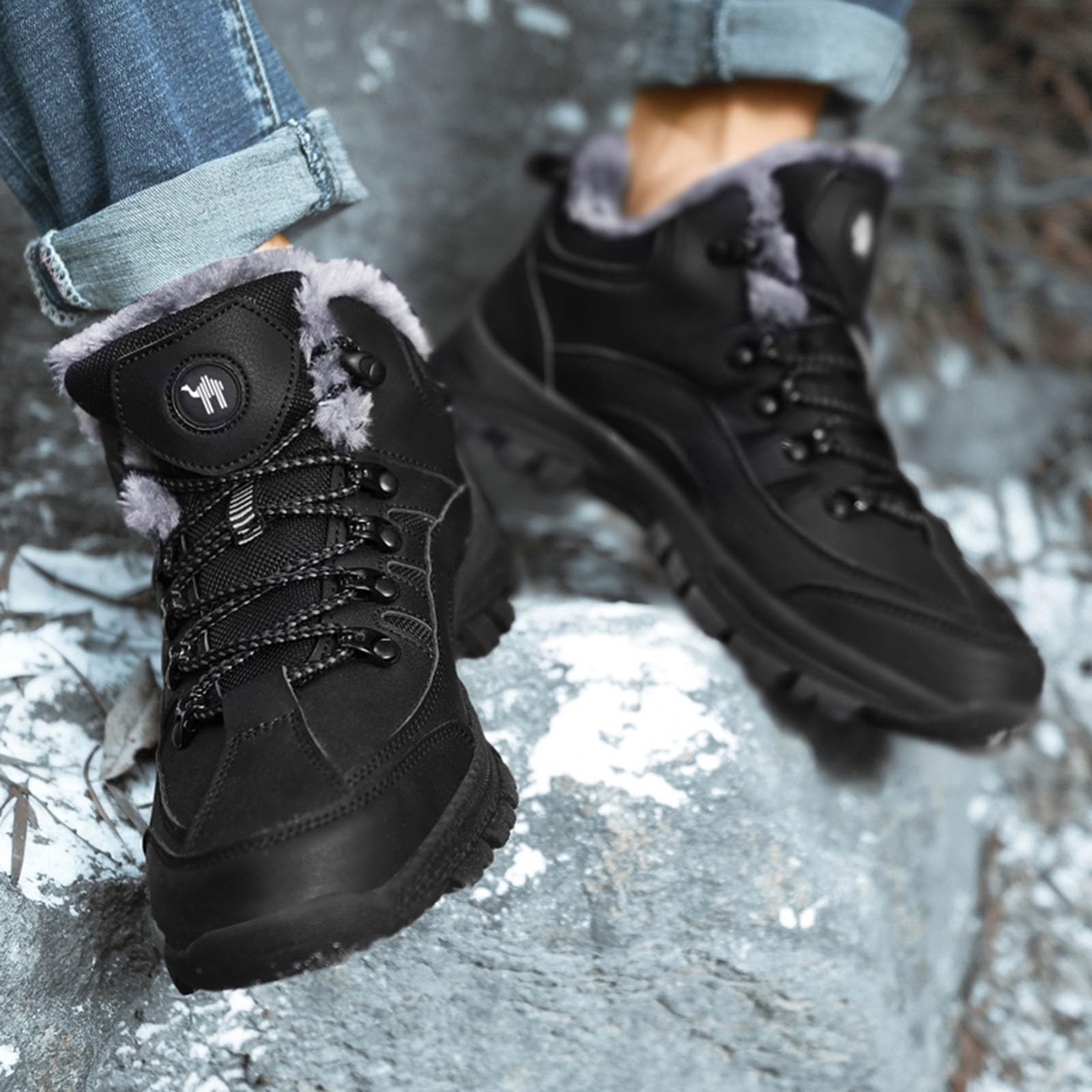 Zapatillas Trekking Hombre Verano Zapatos de Senderismo de algodón con Cordones para Deportes de Ocio de Invierno para Hombre Botas de Nieve Gruesas cálidas y de algodón