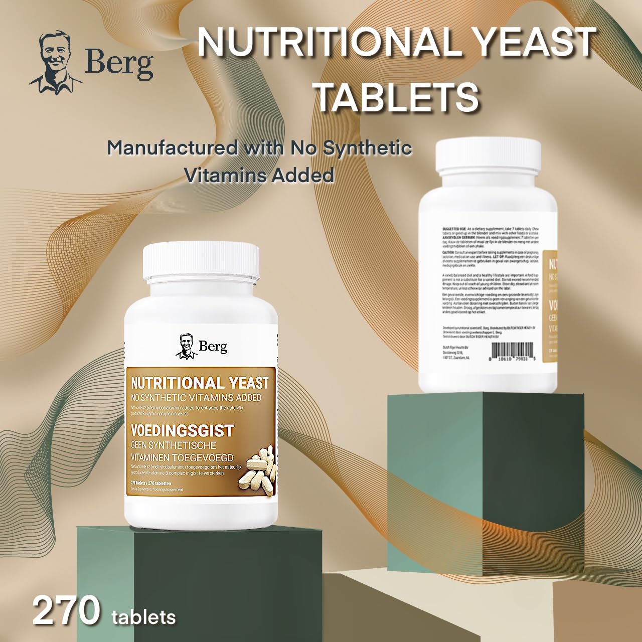 Nährhefe Tabletten Vitamin B12 hinzugefügt – Keine synthetischen Zusätze – Vanillegeschmack 270 Tabletten