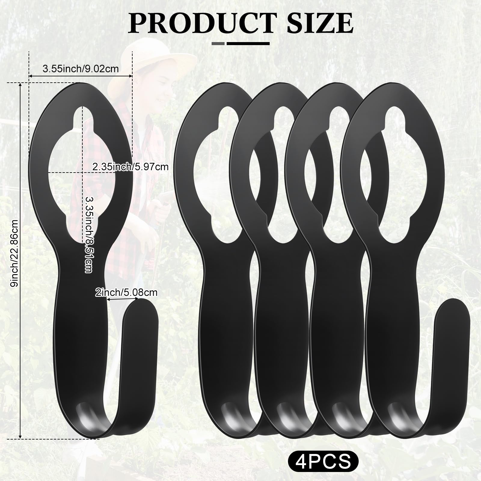 JaGely 4-Pack Metal Garden Hose Holder - Wall Mount Hanger For Expandable Hoses Up To 50FT, Supports Over 110lbs, Black