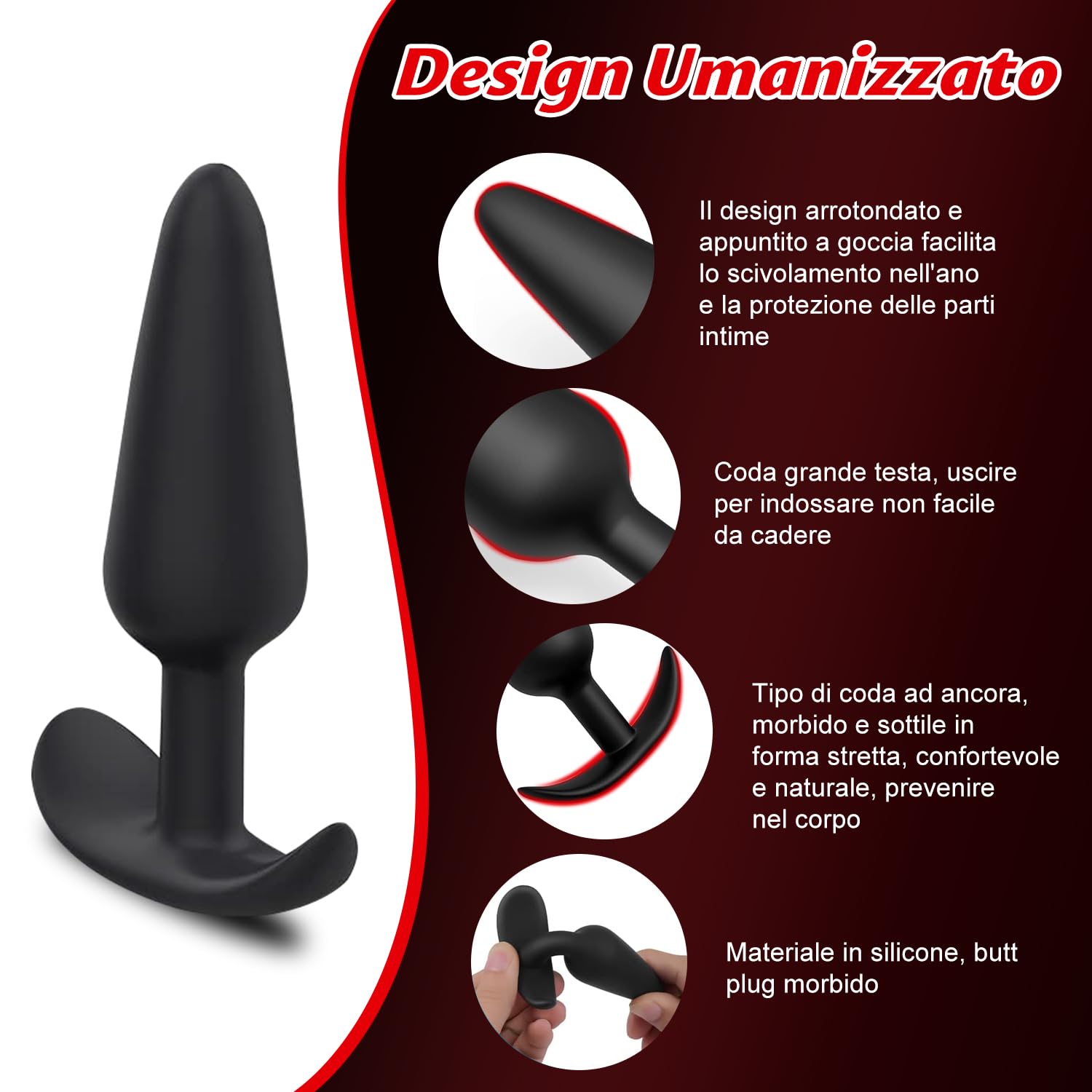 3PCS Plug Analesex Kit Sex Toys Sessuali per Donna Uomini Plug Anale-dilatatore Donna Uomo Dildo Anale Plug Butt Plug Anali Silicone Giocattoli Sexytoysys Donne Uomo Coppia Dilatatori Anali SexToy