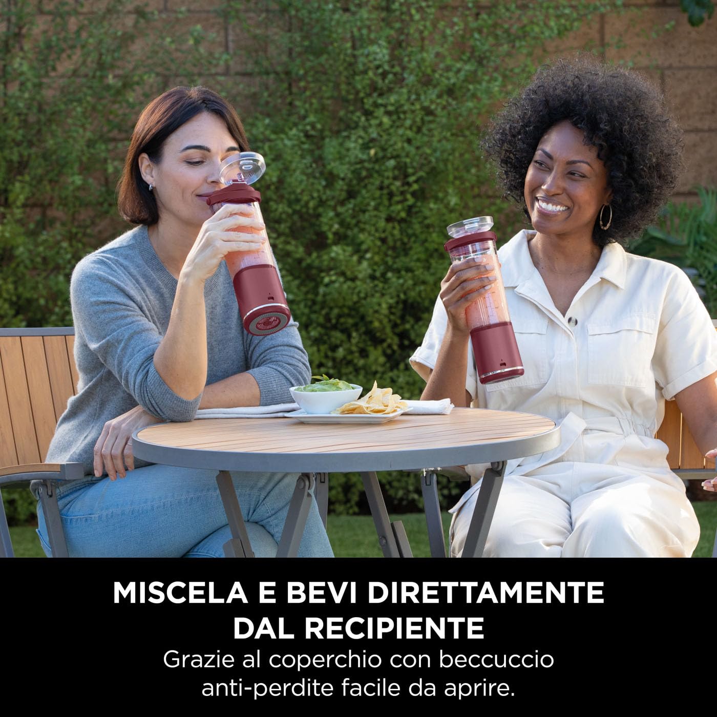 Ninja Blast Frullatore Portatile, 530 ml, con Coperchio e Beccuccio, Mini Frullatore Senza Fili, Ricaricabile, per Frullati, Trita Ghiaccio e Frutta Congelata, Ciliegia, BC151EUCR