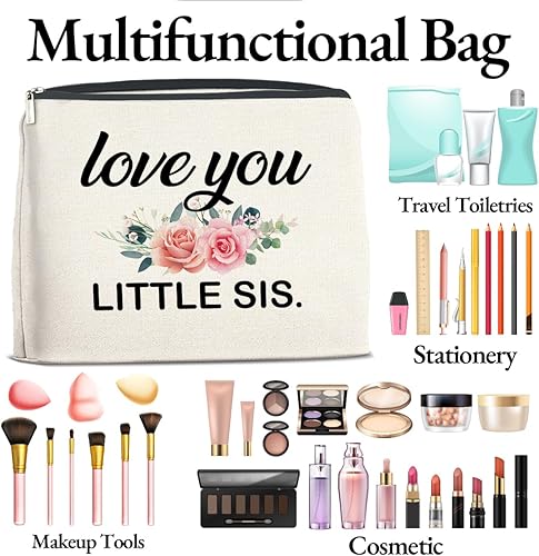Miniatura 4 de TSUYAWU Regalos para hermana pequeña, bolsa de maquillaje para hermana pequeña, regalo para hermana pequeña, cumpleaños, Navidad, graduación,