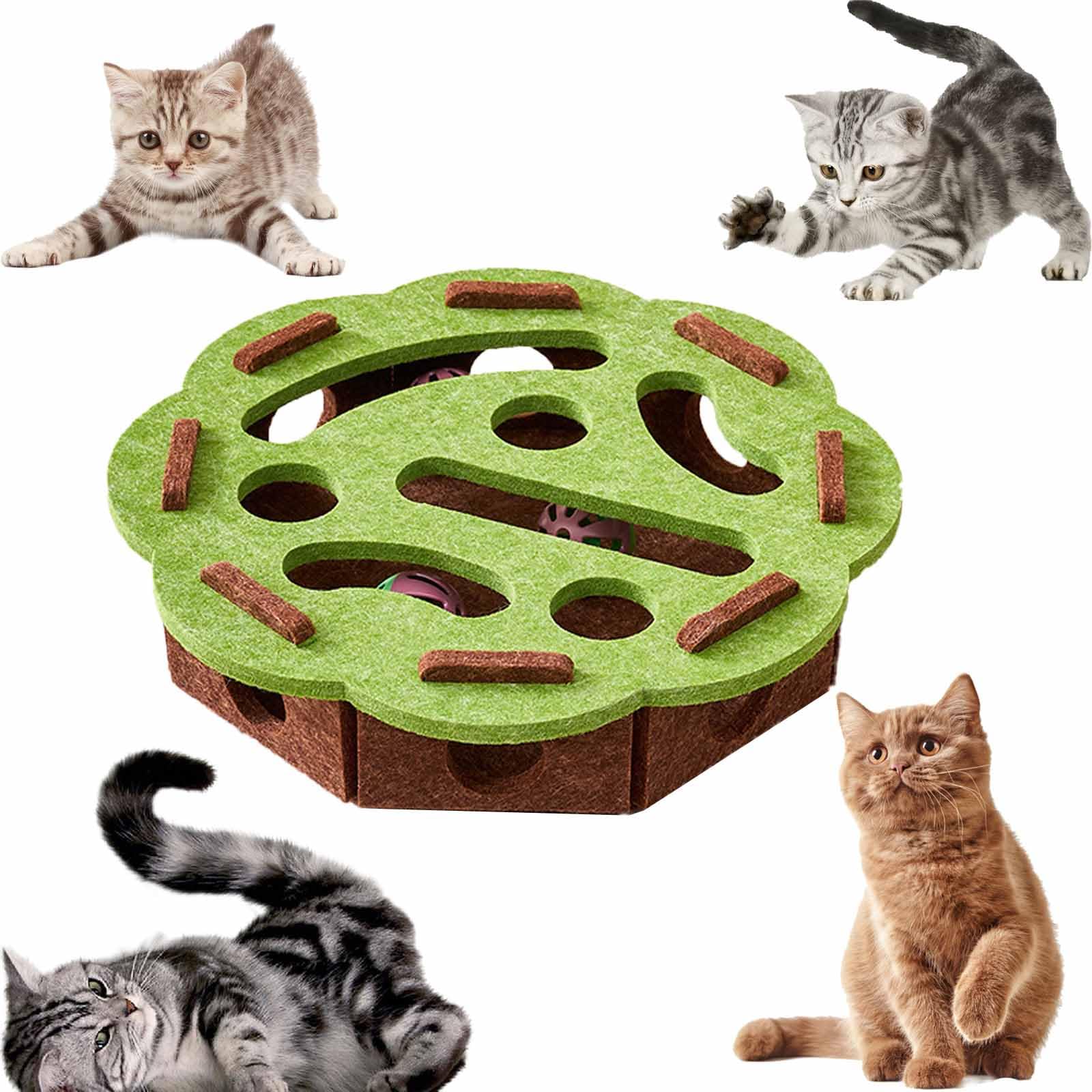 Griffoir pour chat avec balle en feutre, accessoire vert pour félin