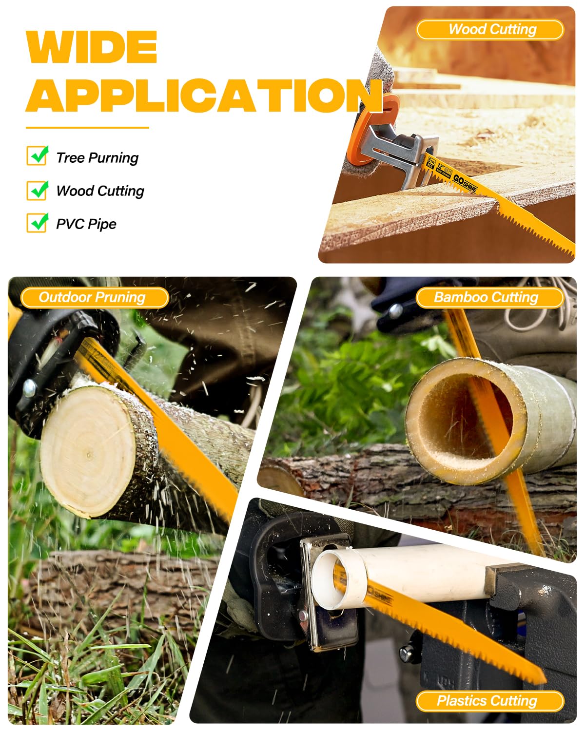 GOSHINE Lot de 5 lames de scie alternative 5TPI pour bois de 30,5 cm pour arbres en acier à haute teneur en carbone