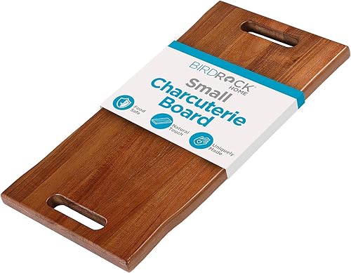 BIRDROCK HOME Tabla de madera de acacia para queso y embutidos con asas de 22 pulgadas  Plato rectangular para alimentos para pan, carne o