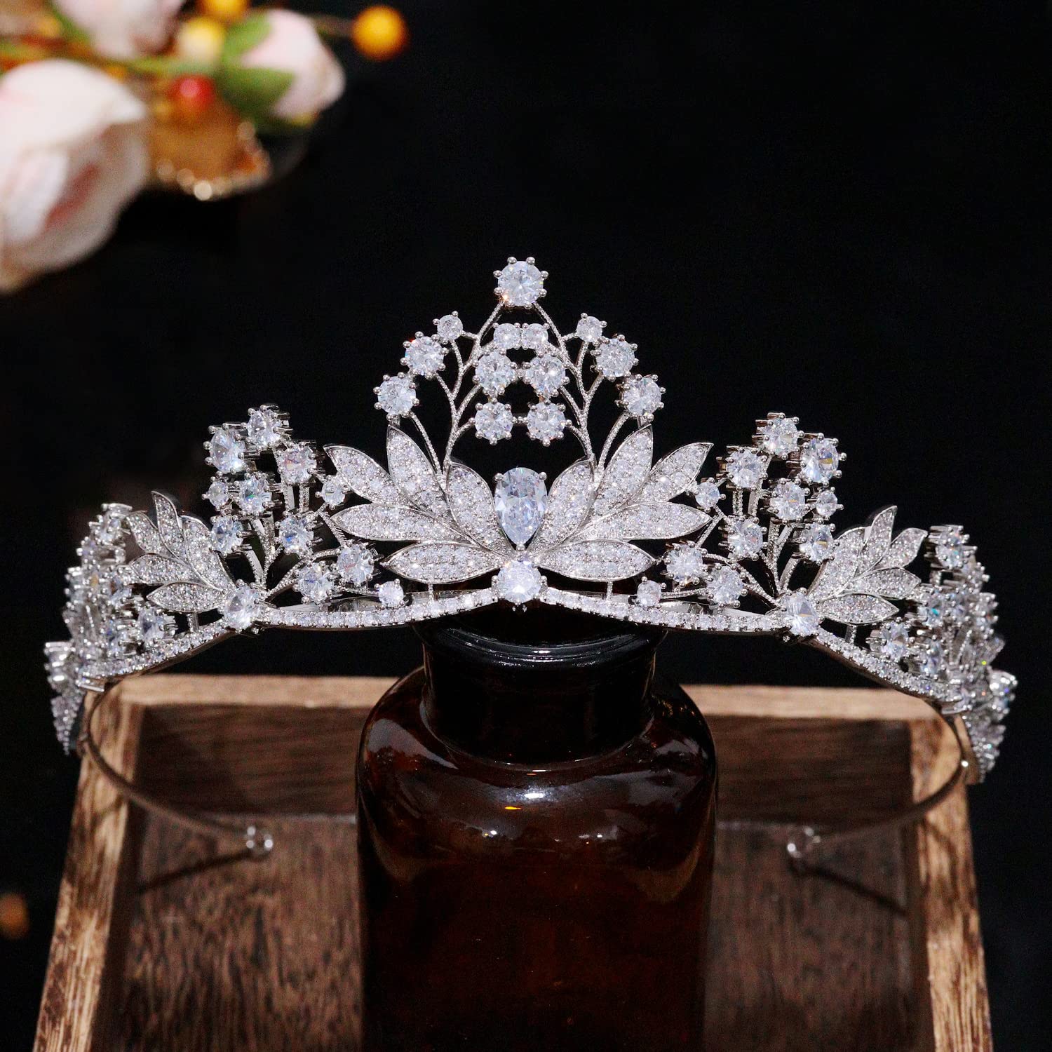 Silver CZ Floral Princess Tiara