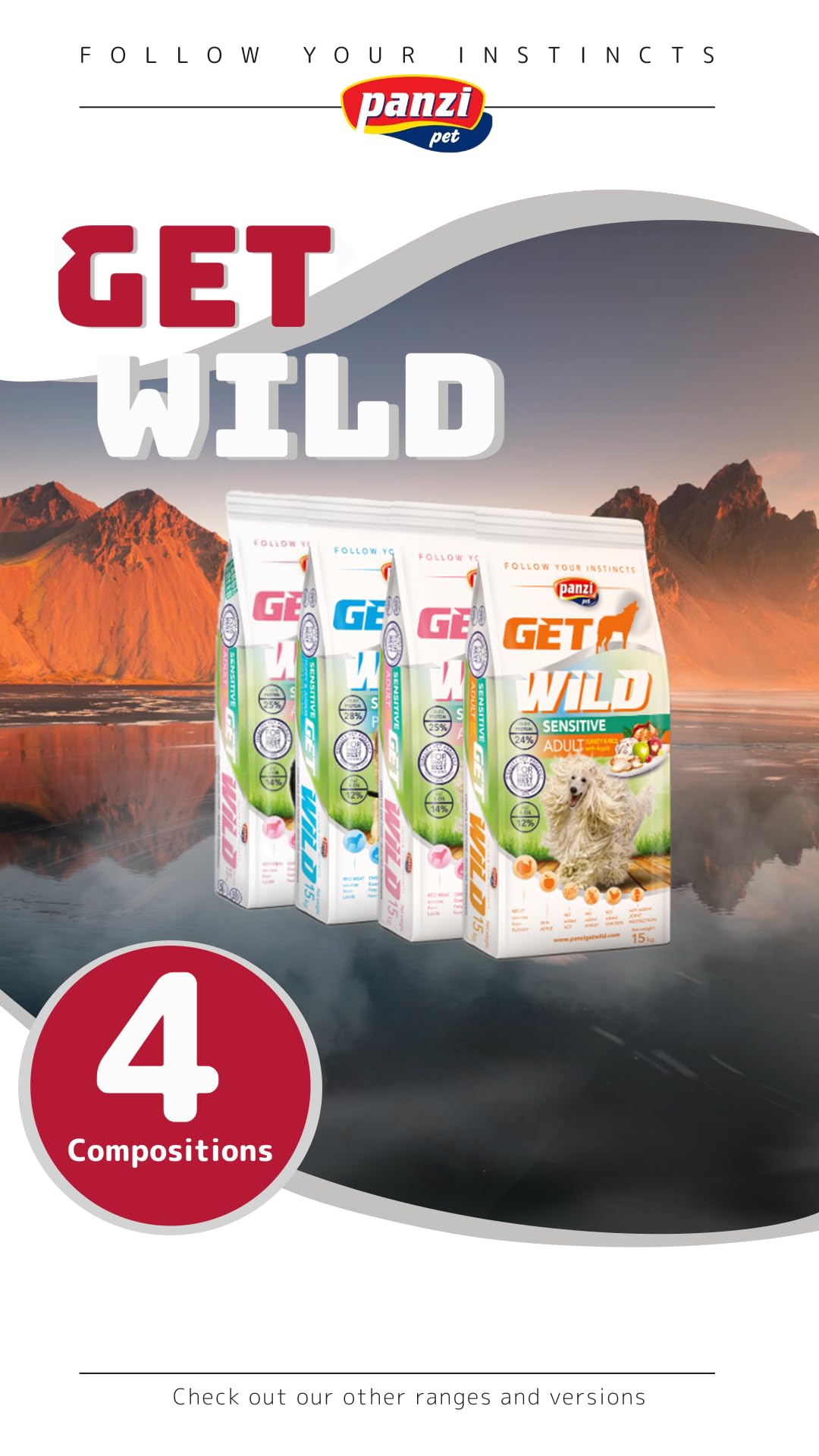 Panzi Pet - Get Wild Cordero Hipoalergénico 15 kg – Alimento sin Pollo – para Perros sensibles o Mayores – Sabor a Cordero