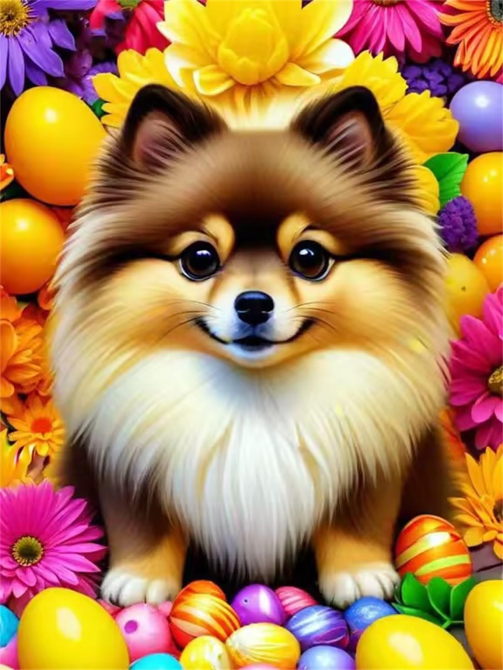 Puzzles for Adults,Jigsaw Puzzles for Adults 5000 Pieces Puzzle Home Challenging Educational Games DIY Home Decoration Puzzle Gifts,Tema:Perro Huevo de Flor