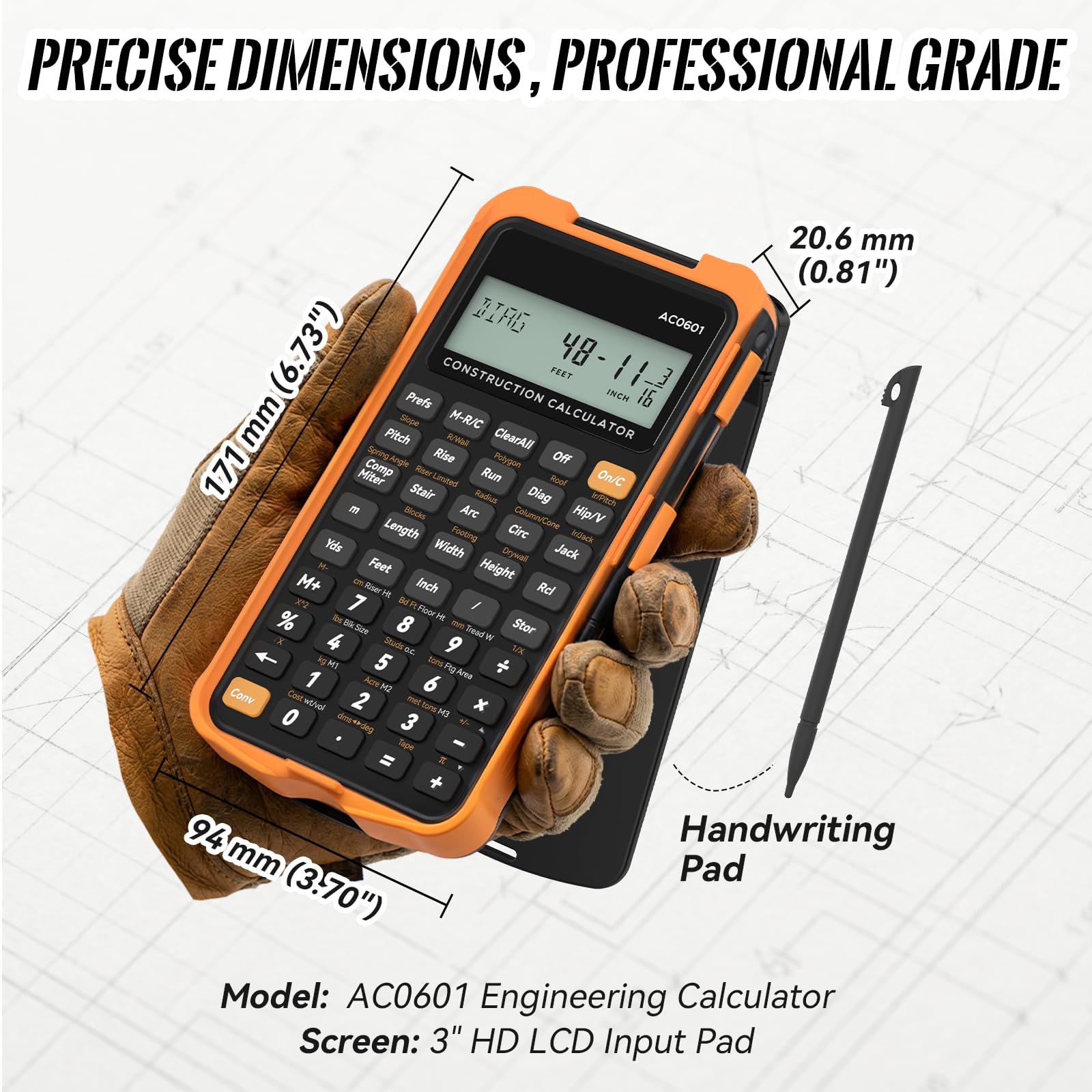 Construction Calculator with Writing Tablet - ROKFIX -8