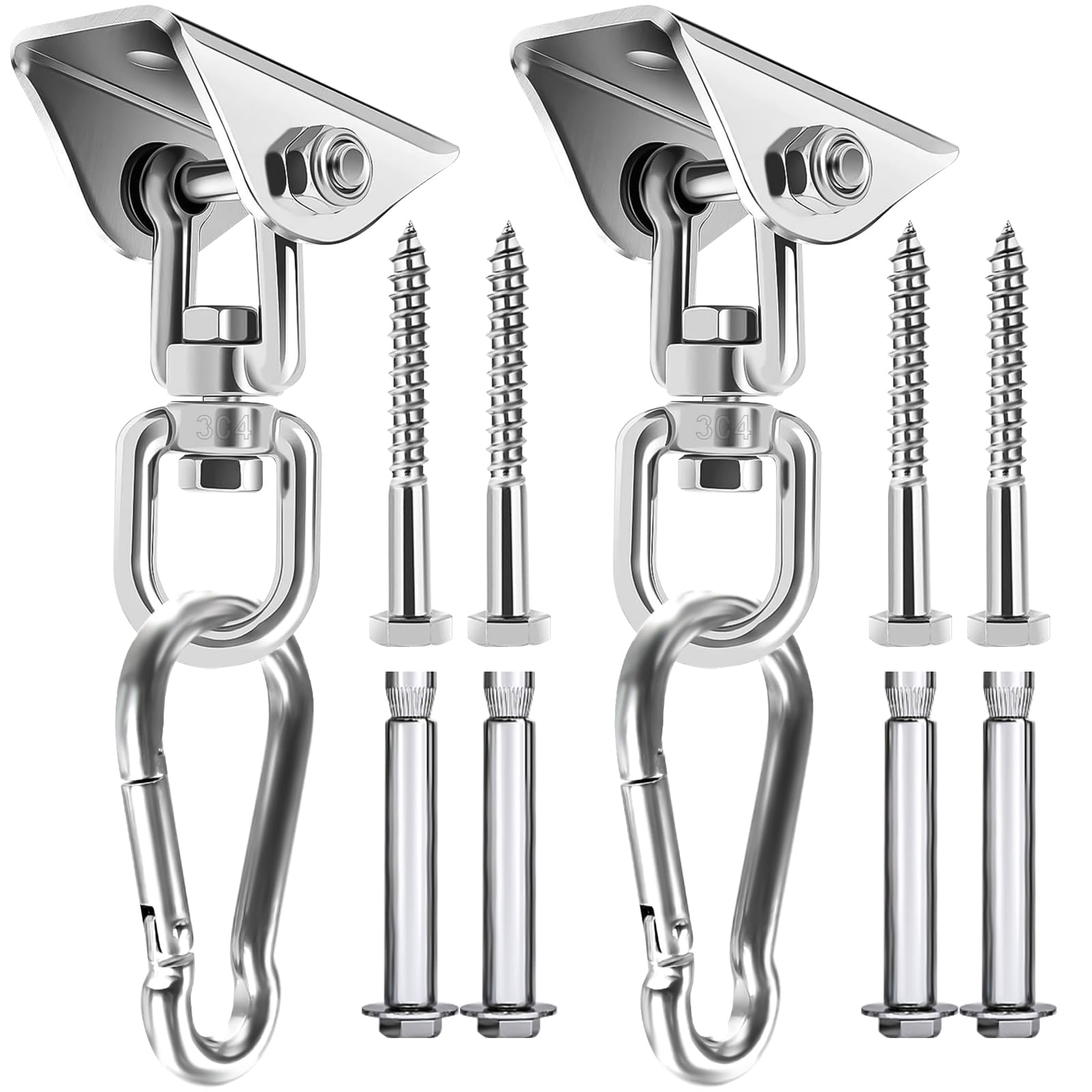 2 Packs Swing Hanger 304 Stainless Steel 1763lbs Capacity Heavy Duty Swing Hardware Set Ceiling Mount Swivel Swing Hook for Hammock Chair, Swing Hanger, Punching Bag,Yoga Outdoor and Indoor