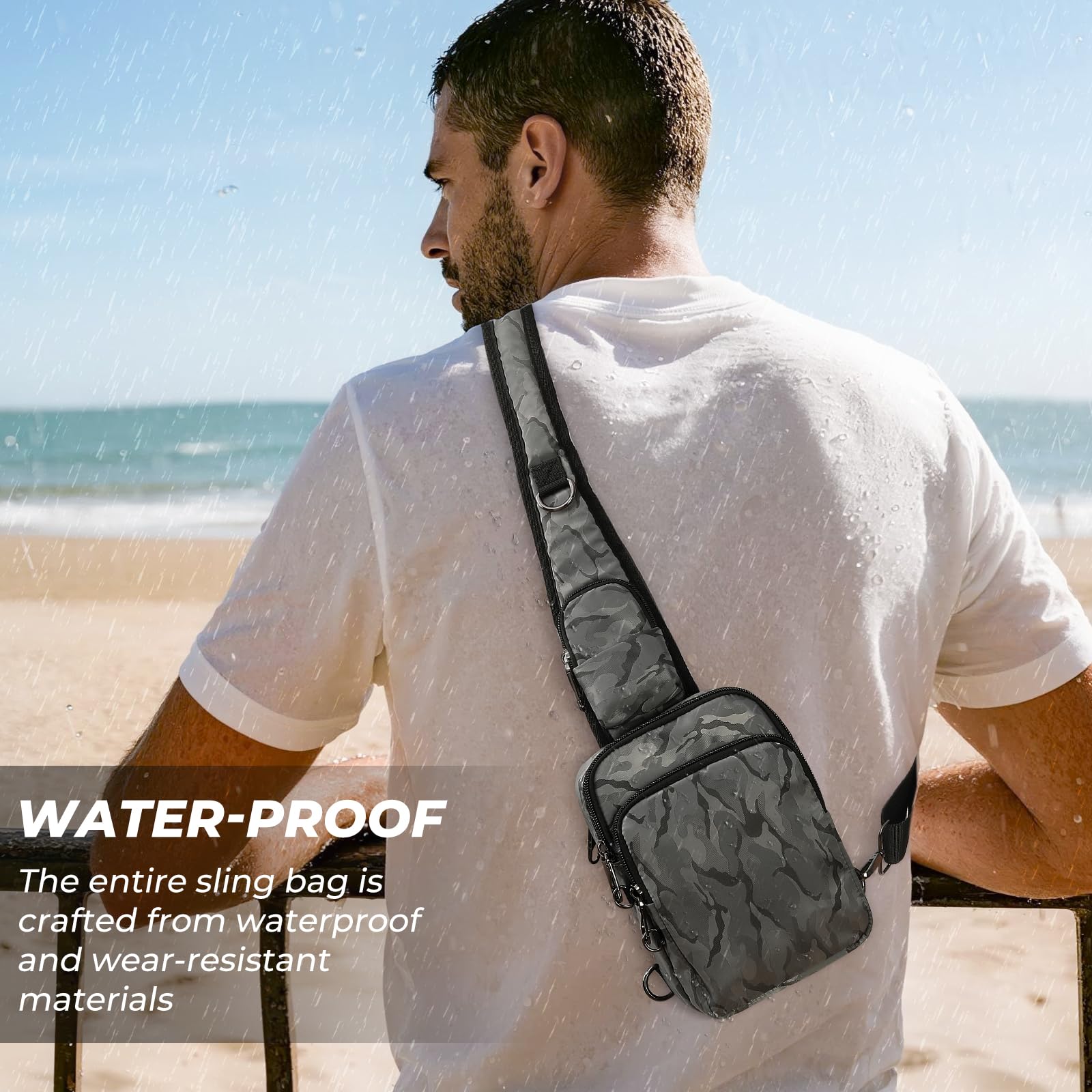 Borsa a tracolla anti furto, borsa a tracolla da uomo e da donna, impermeabile, piccola borsa a tracolla con chiusura lampo e blocco RFID