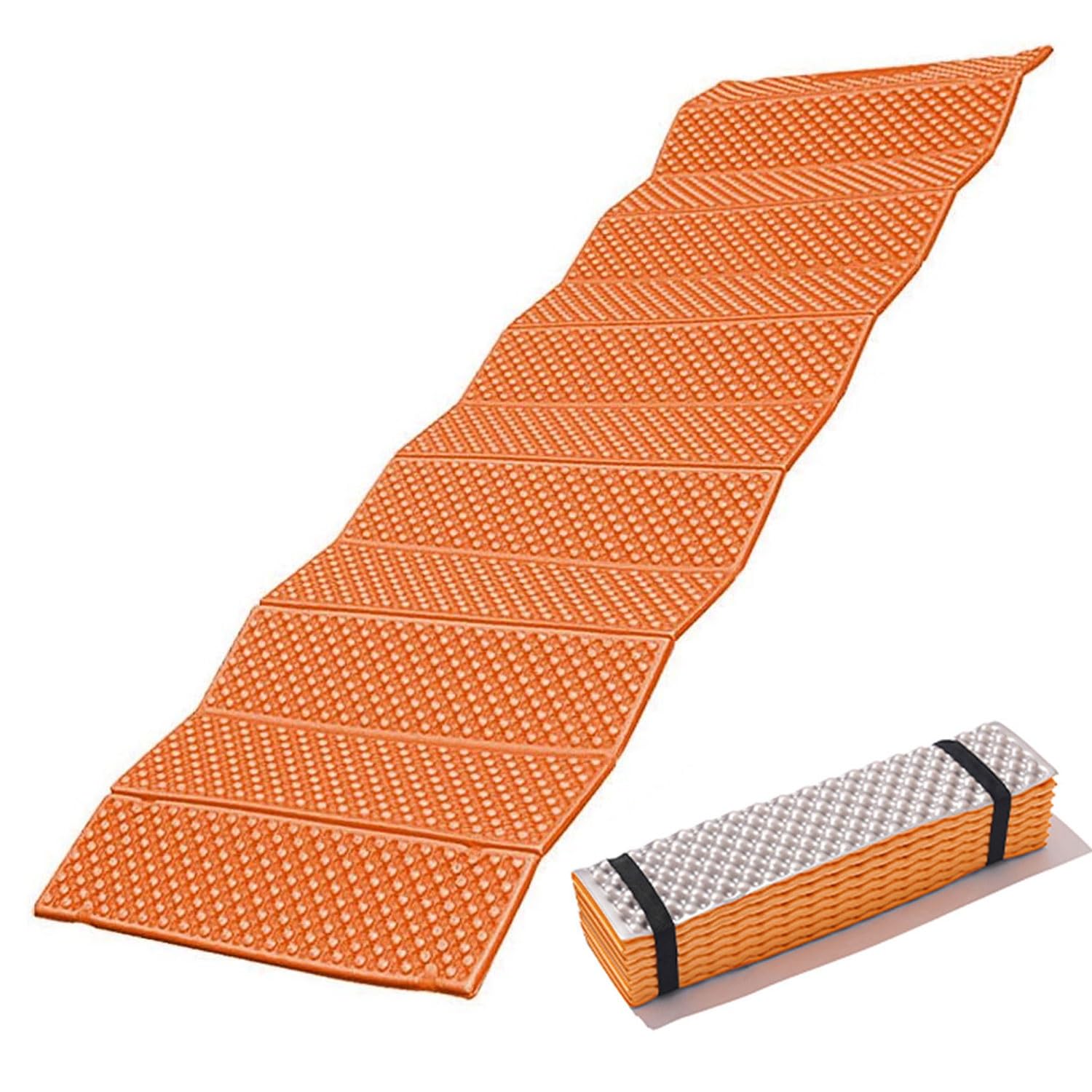 Ultralekka karimata z pianki o zamkniętych komórkach, odporna na wilgoć, składana mata kempingowa do pieszych wędrówek plecakiem i biwakowania samochodem(Orange)