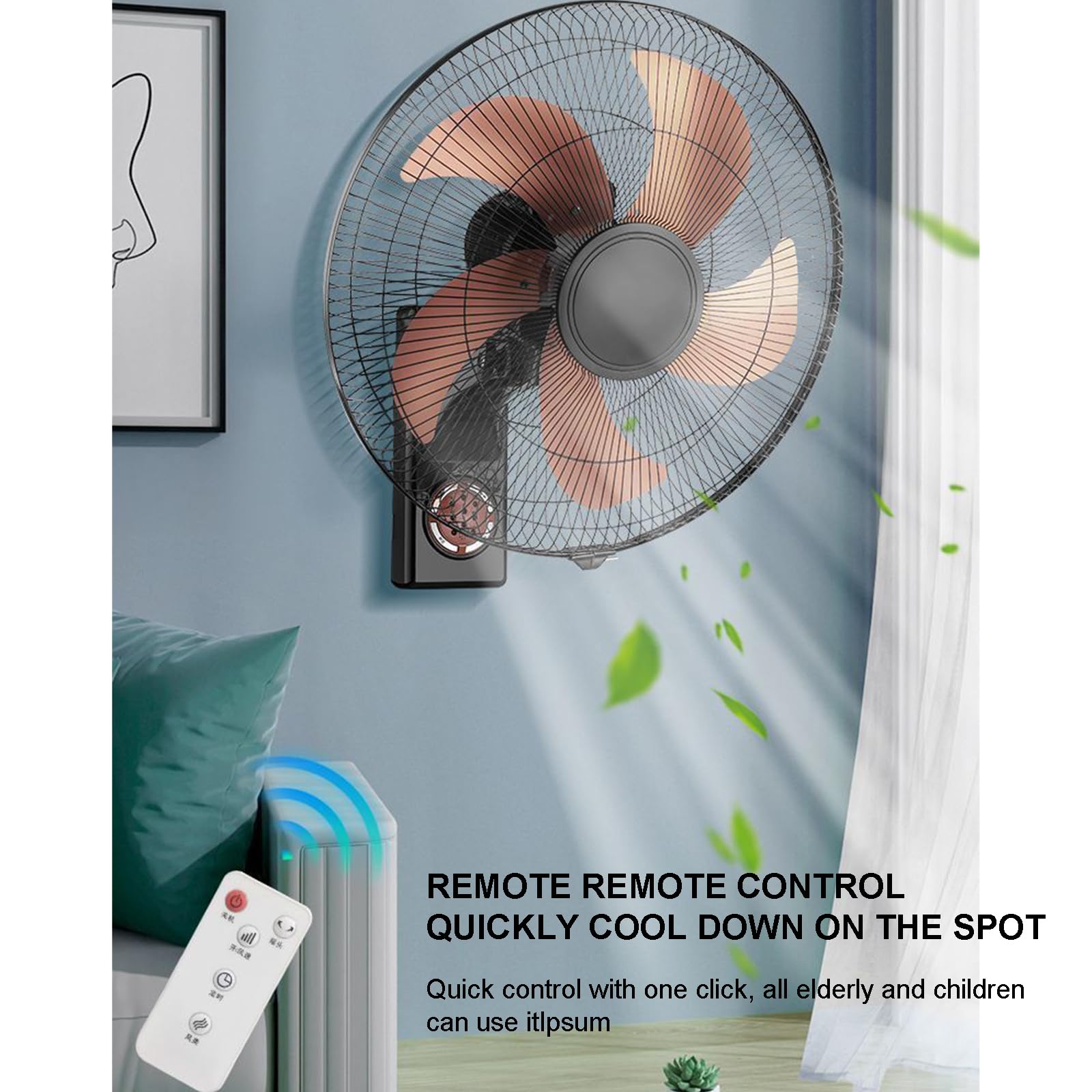 Ventilatore Elettrico Da Parete Da 16/18 Pollici, Ventola Di Raffreddamento, Velocità Del Vento Regolabile A 3 Velocità, Timer Da 4 Ore, Con Potente Ventola Oscillante Per Uso Domestico,16 inches