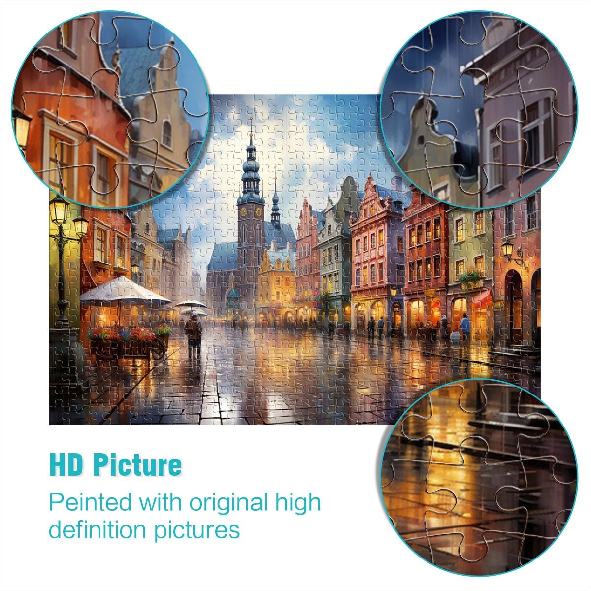 Puzzle per adulti psichedelia nella città vecchia di Cracovia Puzzle per adulti e bambini 2000 pezzi 70 x 100 cm puzzle di carte grigie per divertimento in famiglia e notte di gioco