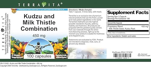 Miniatura 4 de Combinación Kudzu y Cardo Mariano - 450 mg (100 Cápsulas, ZIN 513432)