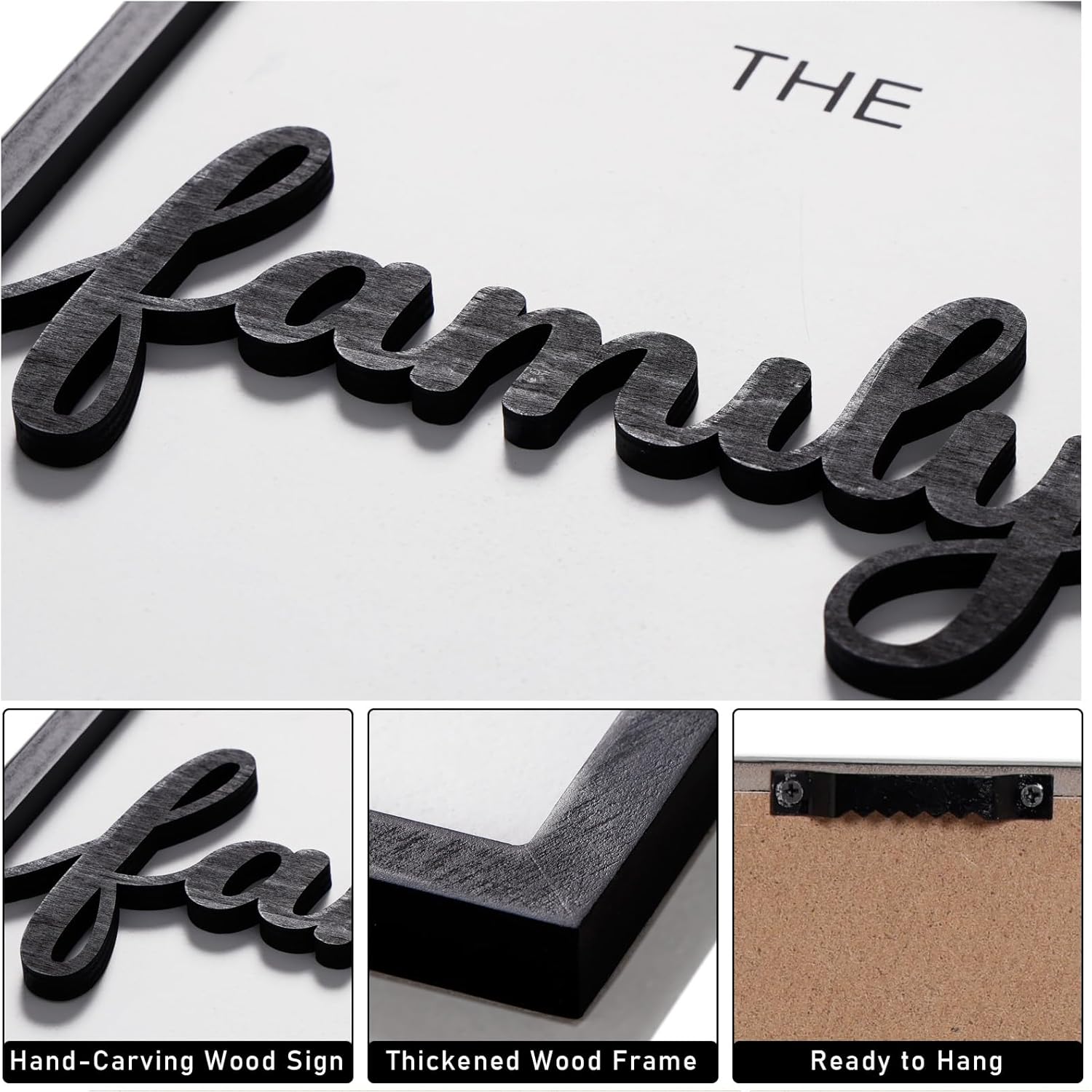 KIOSSUT 3D Wood Bless The Food Before Us Wall Decor, 48" x 24" Framed Kitchen Wall Art for Dining Room Wall Decor(Ready to Hang, 16x24 inches, Set of 3, Framed) Bless The Food Before Us 24"L x 16"W