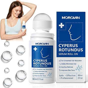 Cyperus Rotundus Oil Serum Roller Post Hair Removal Care Helps Skin Smoother Reducing Body Hair Growth Non-Greasy Ideal for All Skin Types