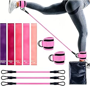 Resistance Bands Set, Ankle Weights Bands for Working Out, Resistance Bands with Ankle Straps for Leg & Glute Workout, Kickback Exercises, Pilates- Home Gym Workout Equipment
