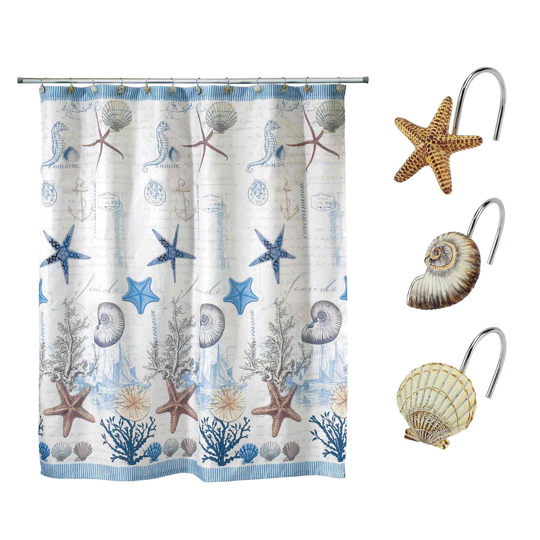 Fabric Bathroom Set Coastal Terrazzo Shower Set - 13-Piece Fabric Shower  Curtain \u0026 Hooks With Ocean Theme Avanti Linens, image size:1800x1800