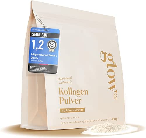 Glow25® Kollagen Pulver [450g] – Unser Original – Collagen Hydrolysat