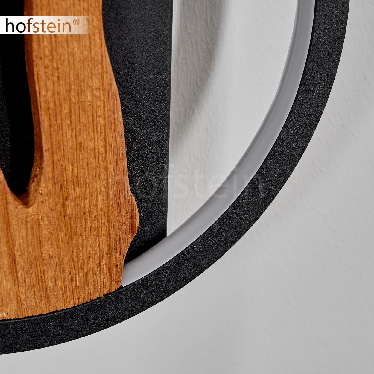 LED Wandleuchte Cornol, dimmbare Wandlampe aus Metall/Holz in Schwarz/Natur, Leuchte im modernen Design mit rundem Schirm (Ø 22 cm), dimmbar über Lichtschalter, 3000 Kelvin, 1700 Lumen, 12 Watt