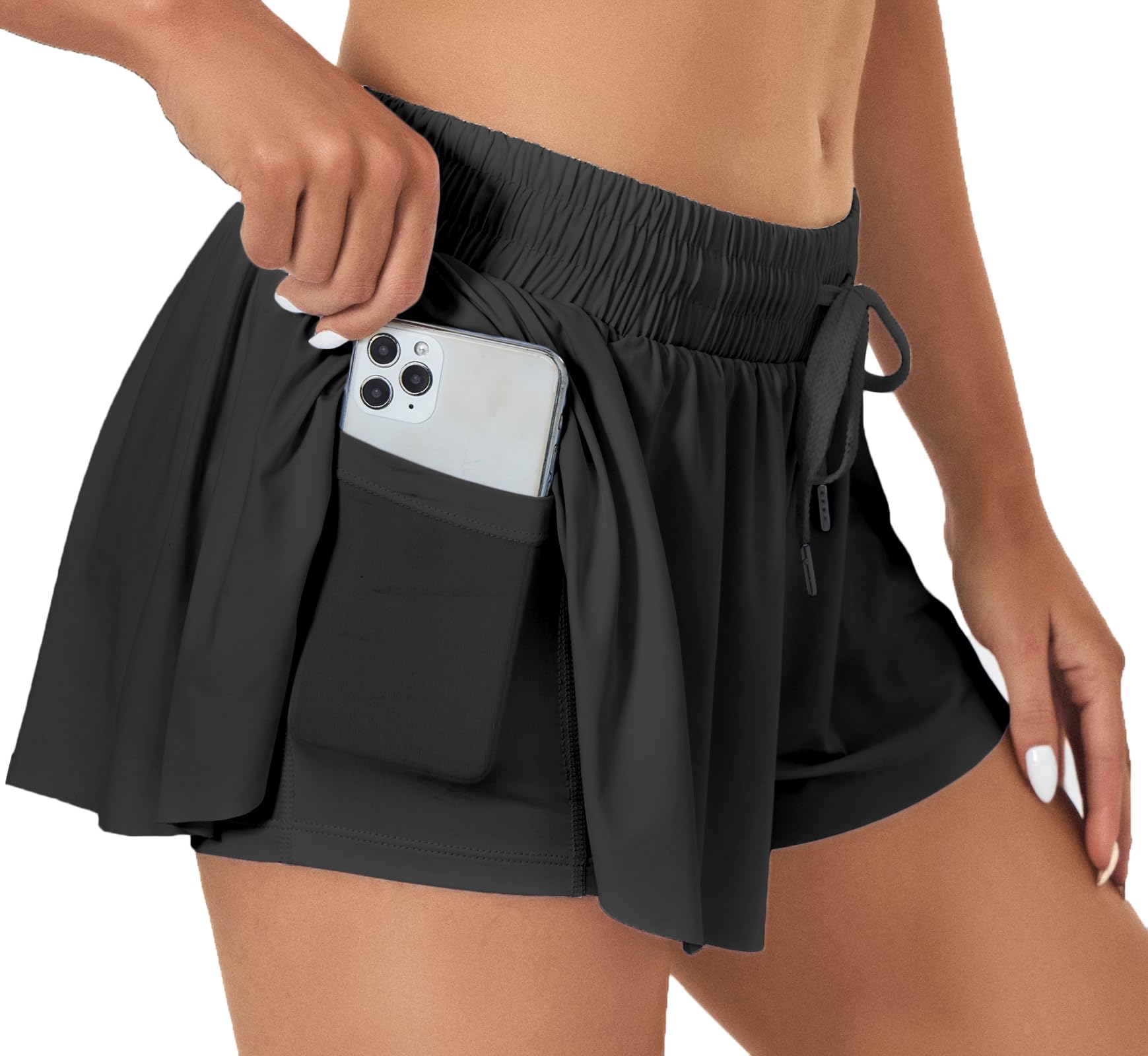 VIGVAN Shorts Damen Sommer Sport Kurze Hose 2 in 1 Kurz Sporthose Running Yoga Biker Shorts Schnelltrocknende Gym Fitness Laufshorts Sportrock Strandshorts